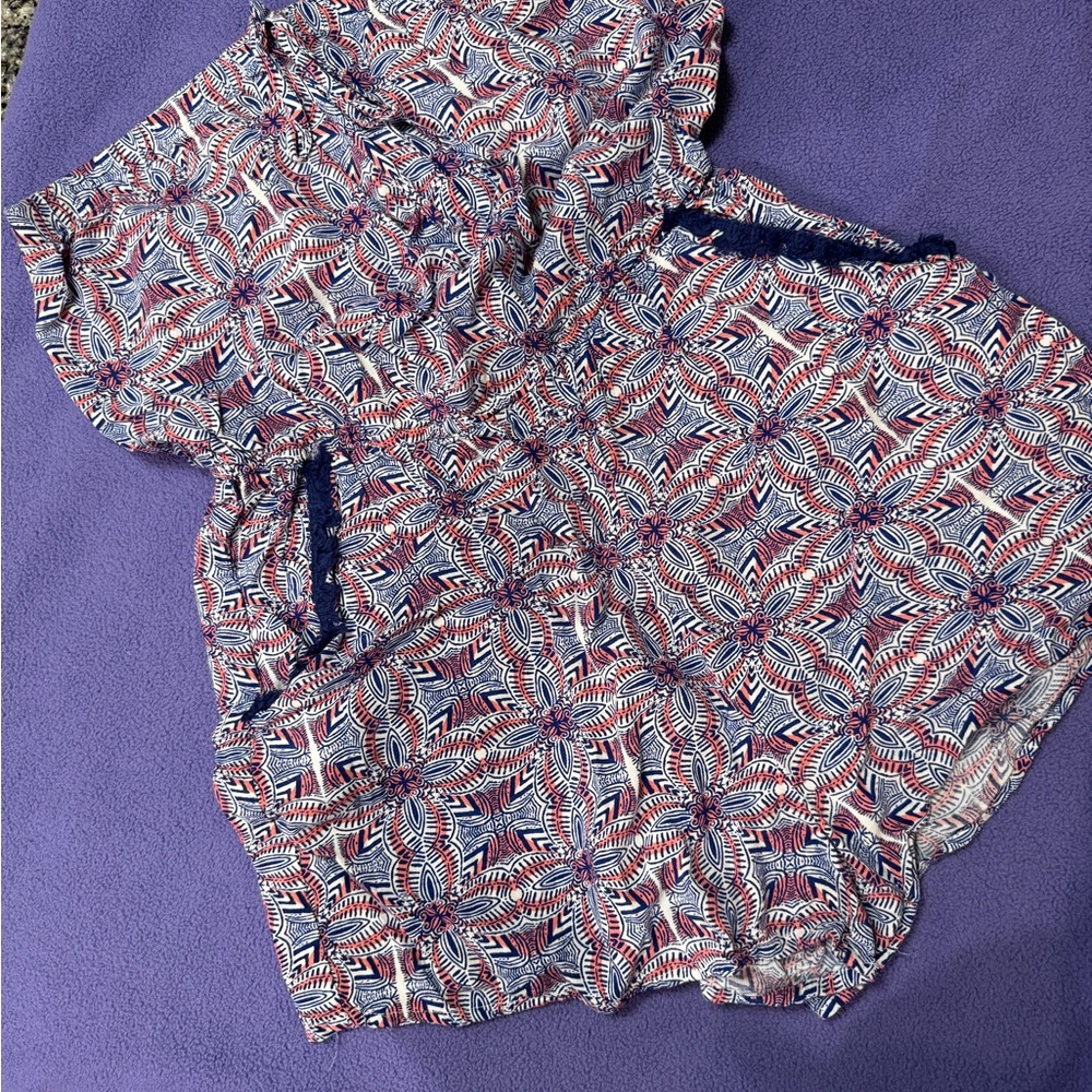 Trixxi Juniors Red and Blue Patterned Romper